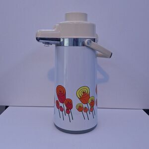 Vintage Air Pot Coffee Dispenser Vacuum Thermos Ware 64 oz MCM Floral Design